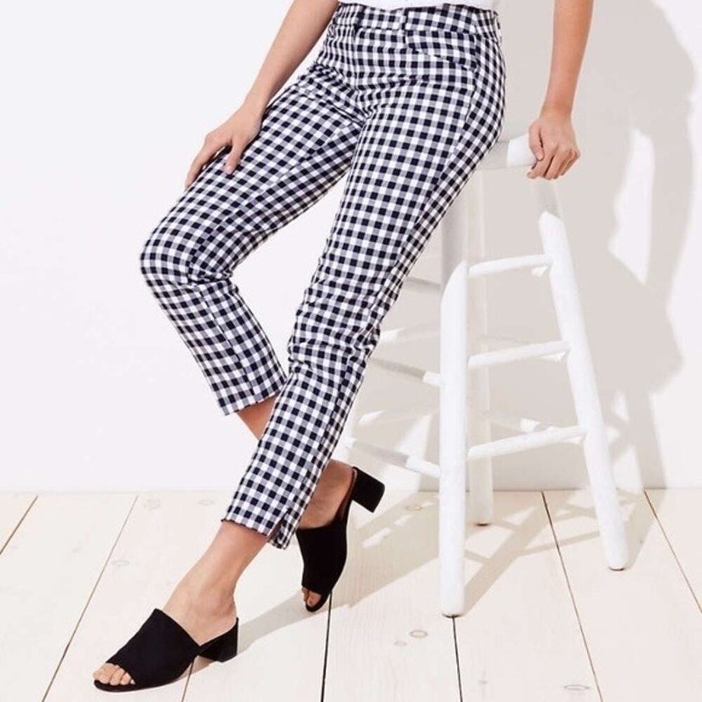 LOFT Marisa Riviera Pant in Gingham Size 4P
